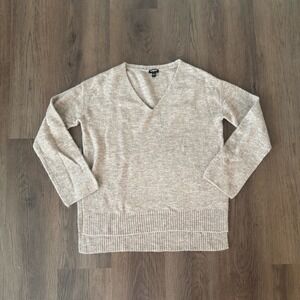 EXPRESS‎ Women V-Neck Long Sleeve Sweater Beige Size Small